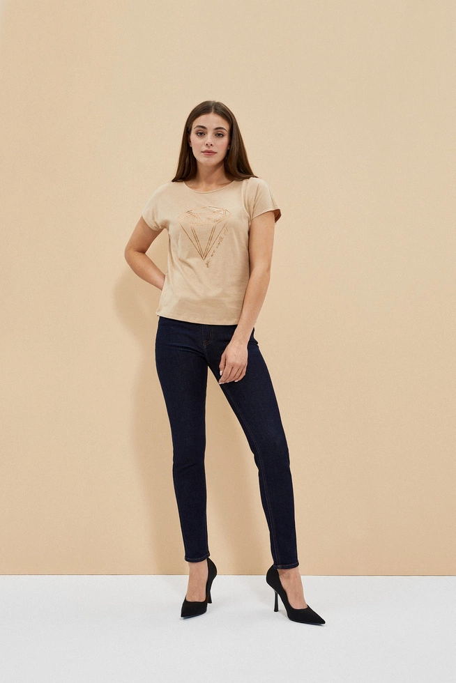 LADIES TSHIRT L-TS-4042 D.BEIGE