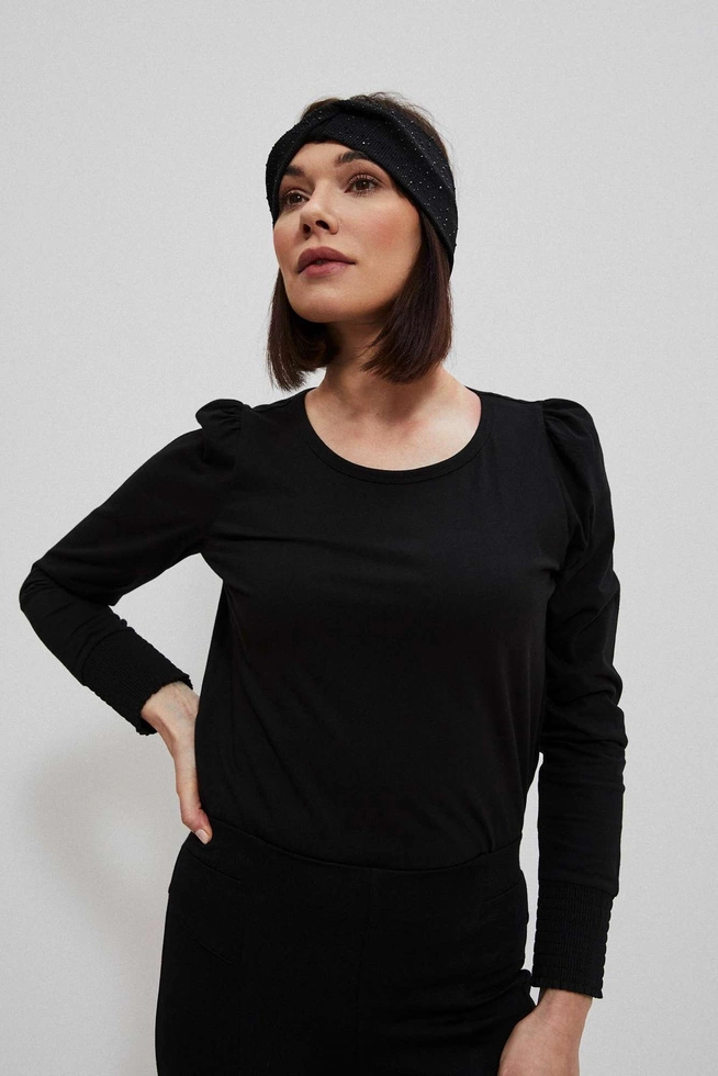 Cotton blouse with puff sleeves