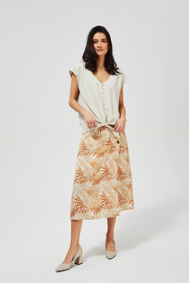KOSZULA Z WIĄZANIEM L-KO-3449 BEIGE