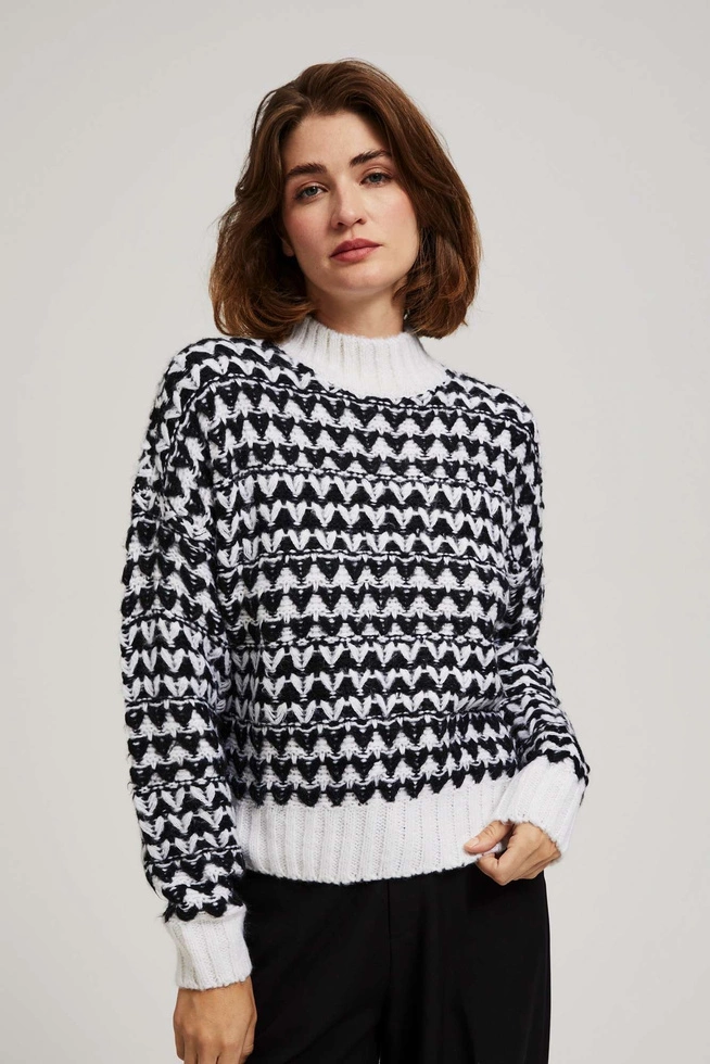 SWETER DAMSKI Z-SW-4257 BLACK_WHITE-pakiet