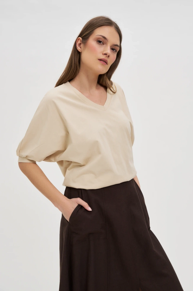 WOMEN'S TSHIRT L-TS-4658 L.BEIGE