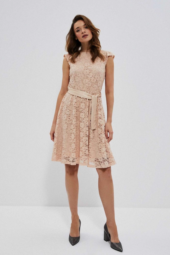 Lace dress with a tie