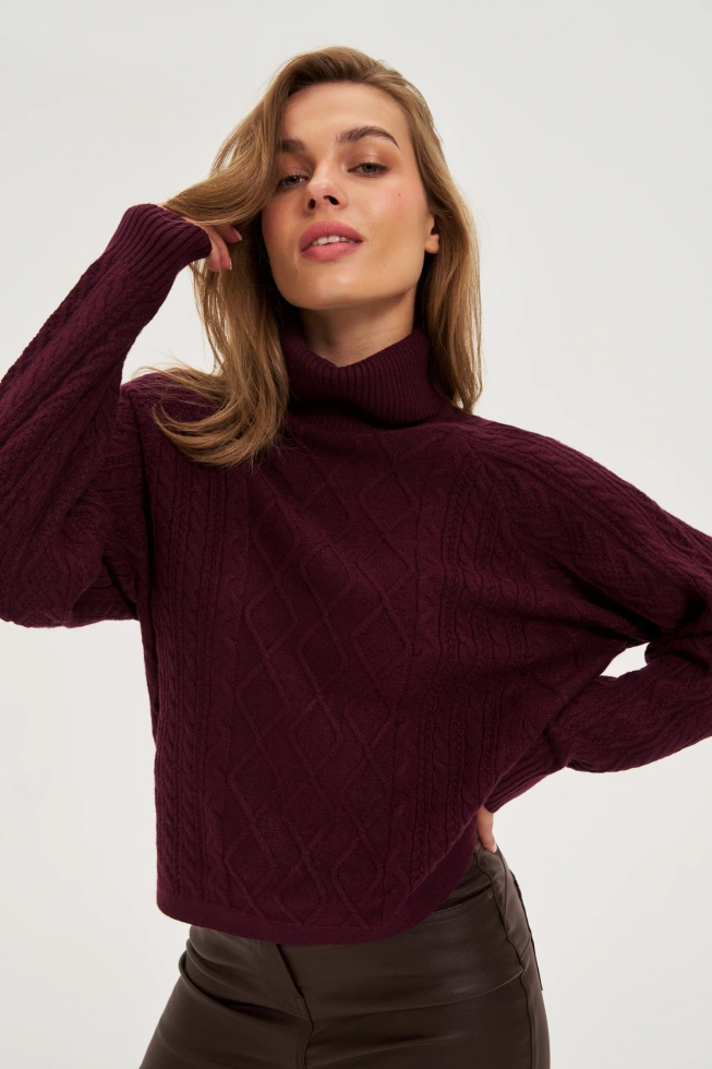 WOMEN'S SWEATER Z-SW-4829 BURGUNDY