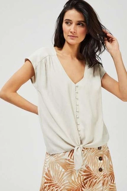 KOSZULA Z WIĄZANIEM L-KO-3449 BEIGE