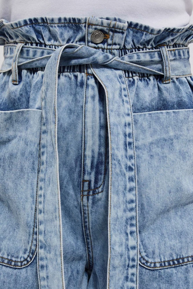 Szorty jeansowe typu paperbag L-SH-3714 L.BLUE