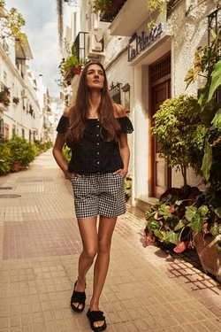 LADIES SHORTS L-SH-4014 WHITE_BLACK