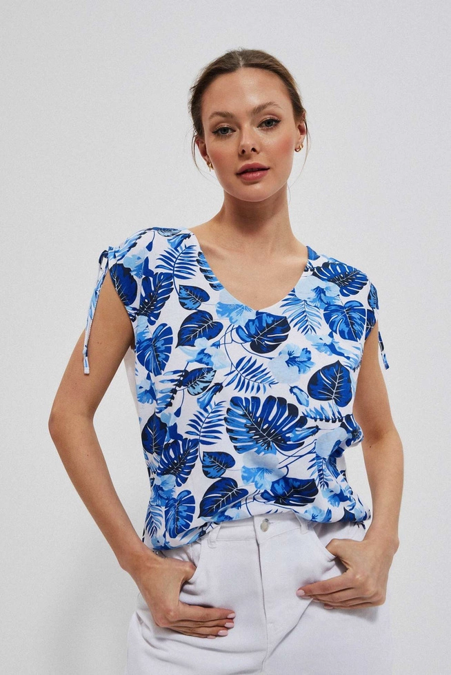 Bluzka z motywem liści L-TS-3852 WHITE