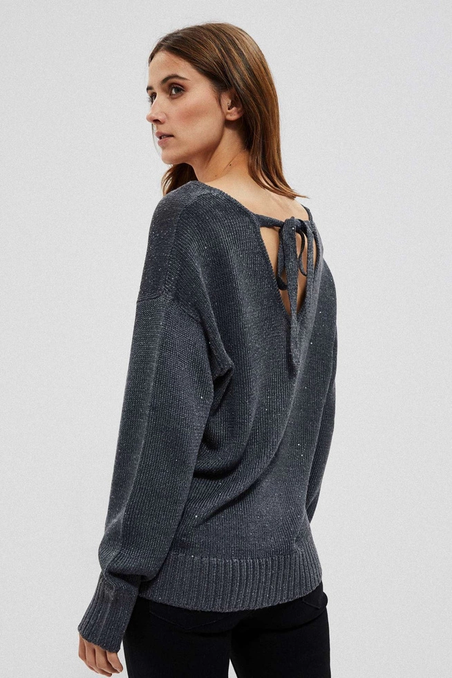 Sweater with a neckline on the back