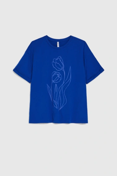 WOMEN'S TSHIRT L-TS-4966 D.BLUE-set