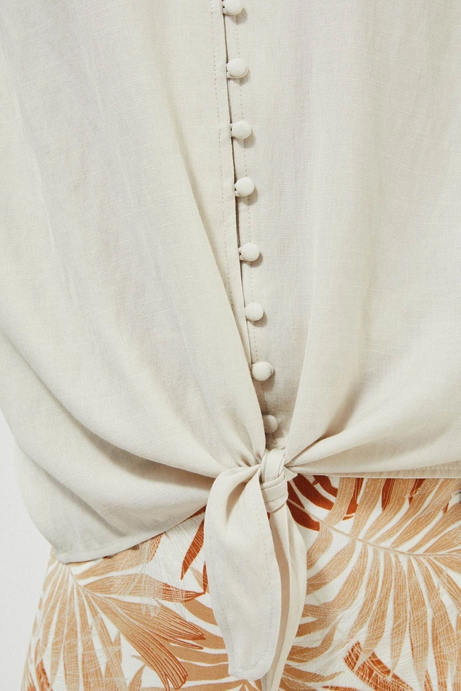KOSZULA Z WIĄZANIEM L-KO-3449 BEIGE