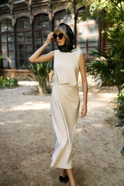 WOMEN'S DRESS L-SU-4636 L.BEIGE