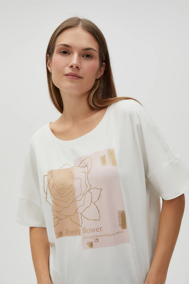 WOMEN'S TSHIRT L-TS-4632 OFF WHITE