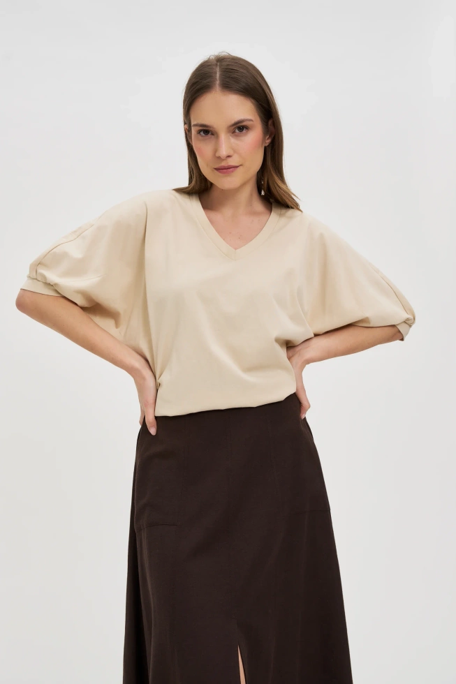 WOMEN'S TSHIRT L-TS-4658 L.BEIGE-set