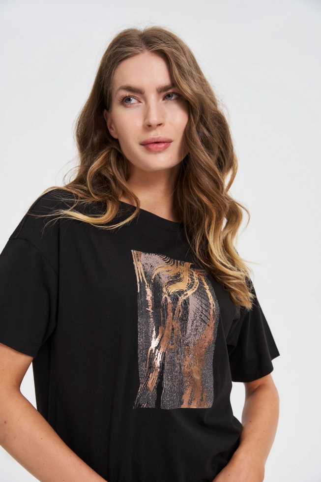 WOMEN'S T-SHIRT L-TS-4749 BLACK