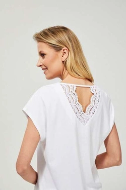 Bluzka z koronką na plecach L-TS-3175 WHITE