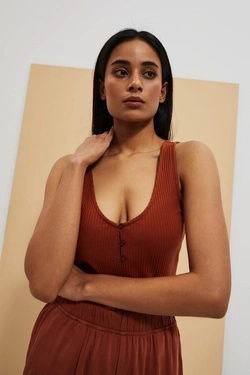 LADIES TOP L-TS-4065 BROWN