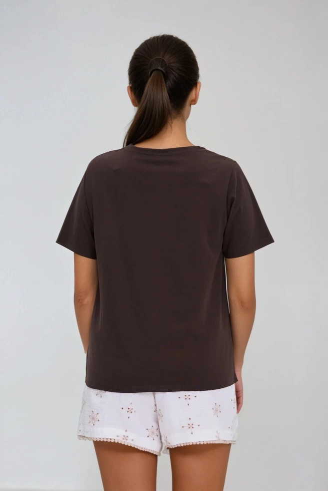 WOMEN'S TSHIRT L-TS-4725 D.BROWN