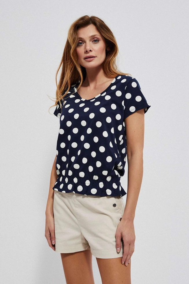 Polka dot blouse with a V-neckline