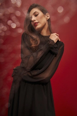 Dress with puff sleeves