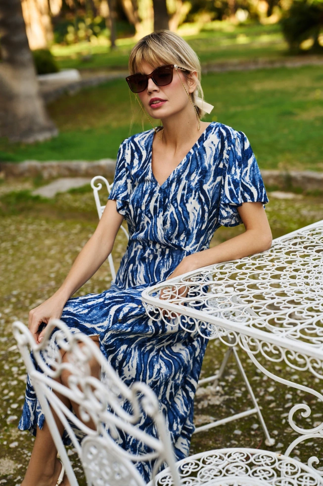 WOMEN'S DRESS L-SU-4631 D.BLUE-set