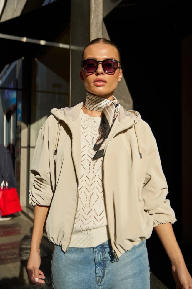 WOMEN'S JACKETS L-KU-4919 L.BEIGE