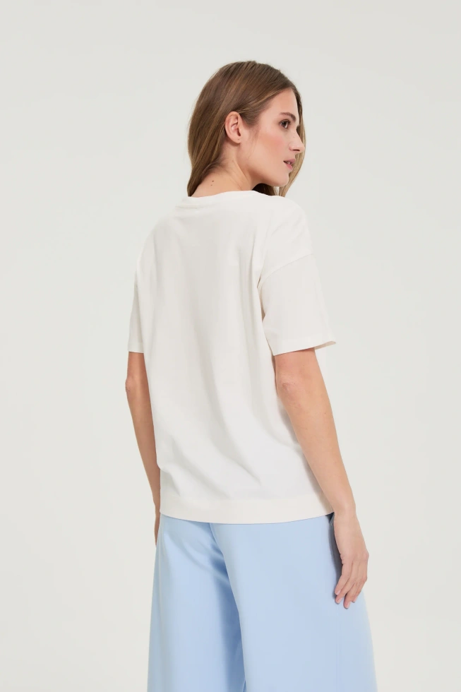 WOMEN'S TSHIRT L-TS-4946 OFF WHITE
