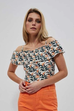 A blouse with a ruffle straps