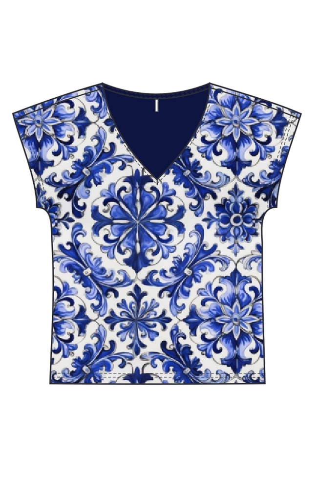 WOMEN'S TSHIRT L-TS-4697 D.BLUE