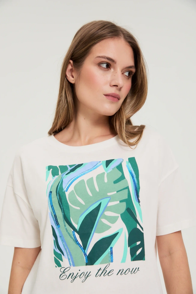 WOMEN'S TSHIRT L-TS-4946 OFF WHITE