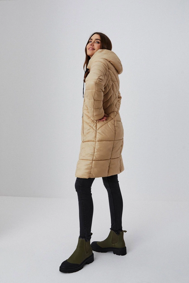 Quilted coat with a hood