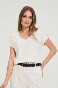 KOSZULKA DAMSKA L-TS-4929 OFF WHITE