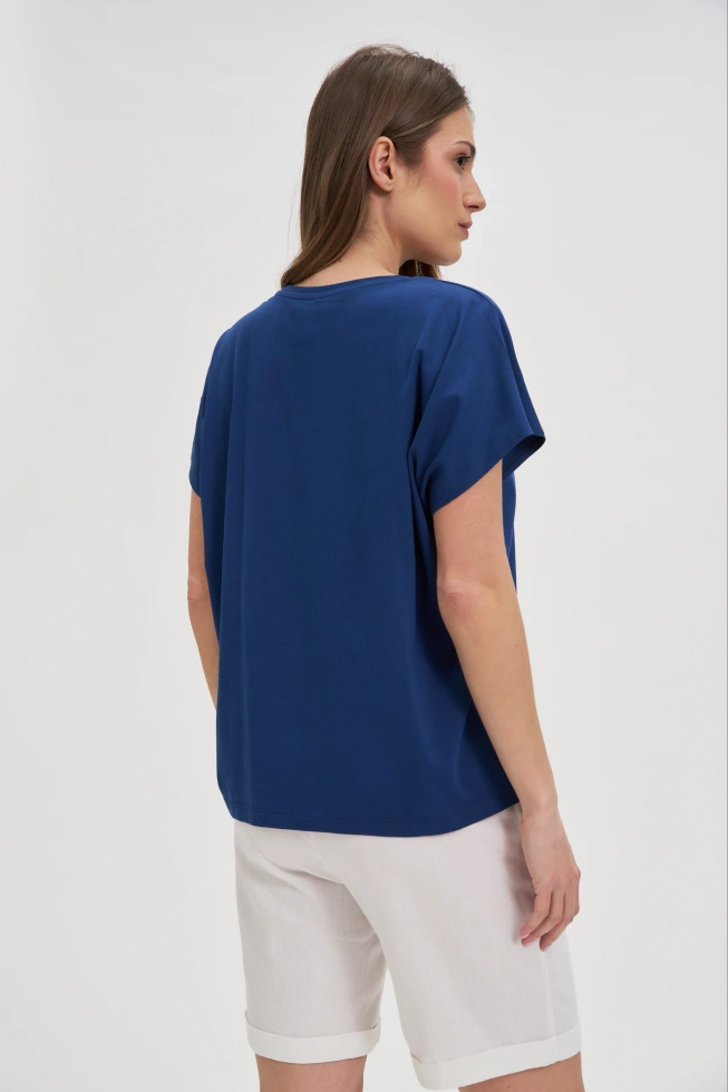 WOMEN'S T-SHIRT L-TS-4746 D.BLUE