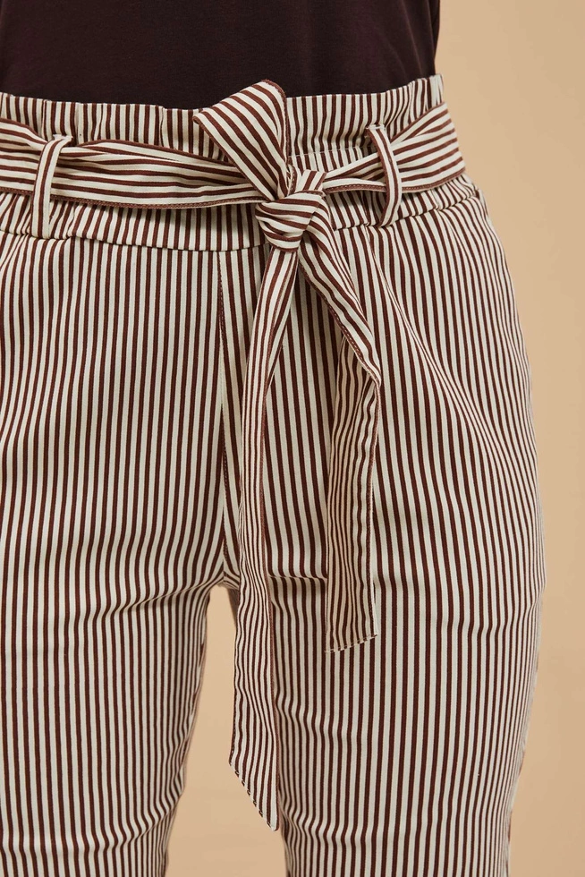 SPODNIE DAMSKIE L-SP-4015 BROWN_OFF WHITE