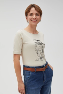 WOMEN'S TSHIRT L-TS-4610 L.BEIGE-set