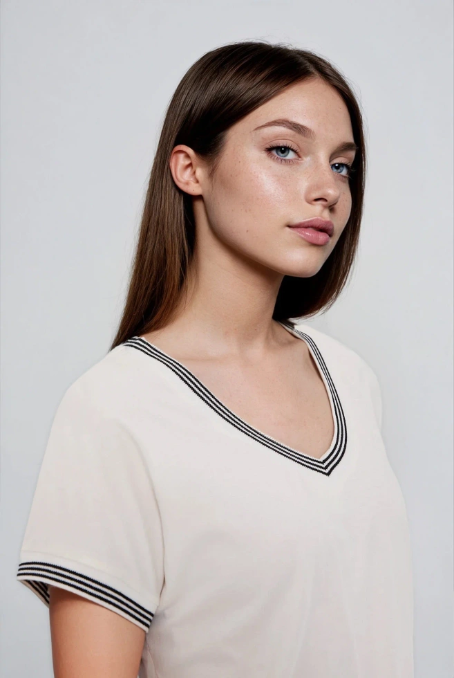 WOMEN'S TSHIRT L-TS-4908 OFF WHITE