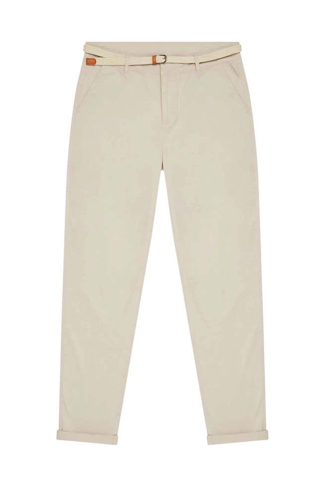 Bawełniane spodnie z paskiem L-SP-3720 L.BEIGE