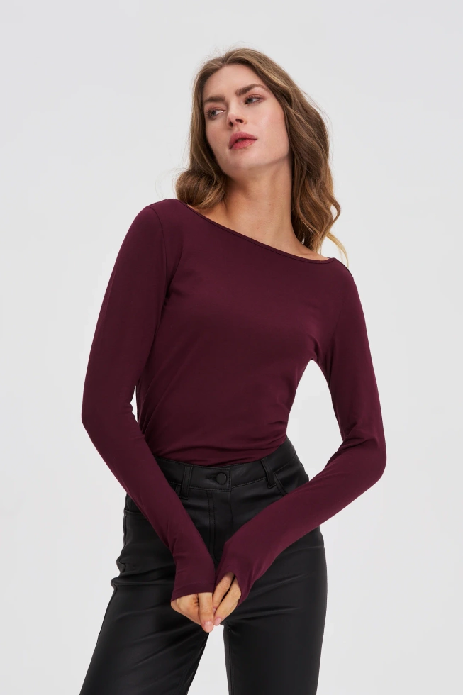 WOMEN'S LONGSLEEVE Z-TS-4803 BURGUNDY