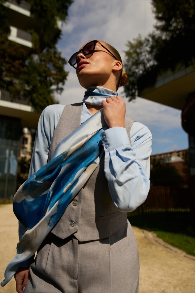 WOMEN'S SCARF L-SZ-4918 BLUE-set