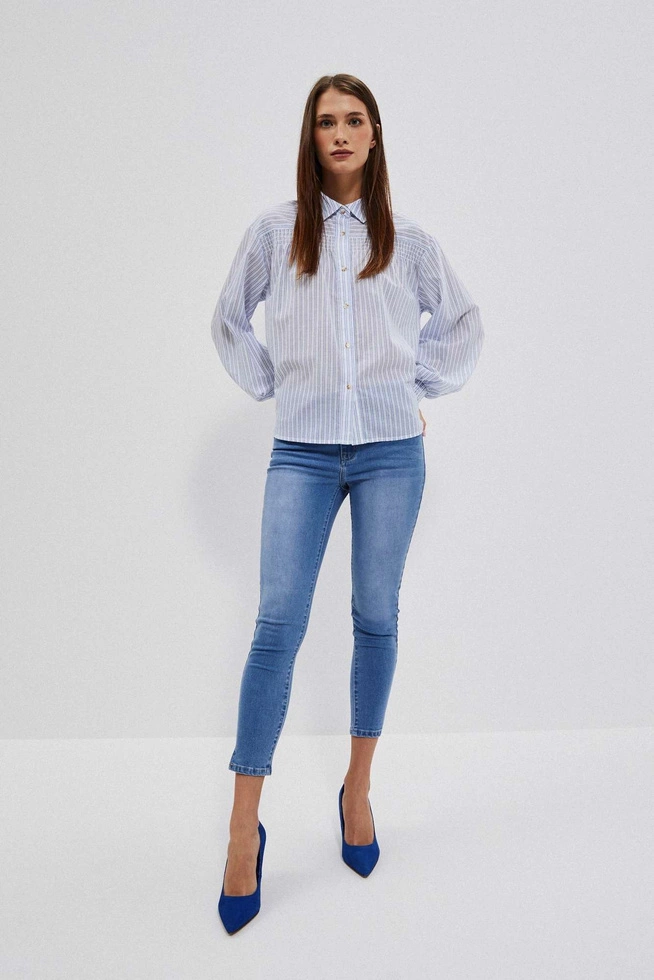 LADIES SHIRT L-KO-4009 WHITE_BLUE