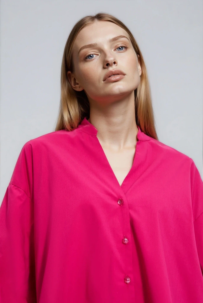 KOSZULA DAMSKA L-KO-4908 FUCHSIA-pakiet