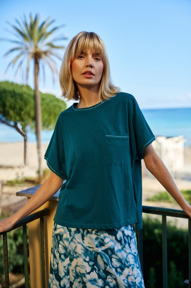 WOMEN'S TSHIRT L-TS-4693 D.GREEN-set