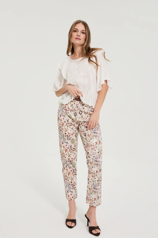 SPODNIE DAMSKIE L-SP-4907 OFF WHITE