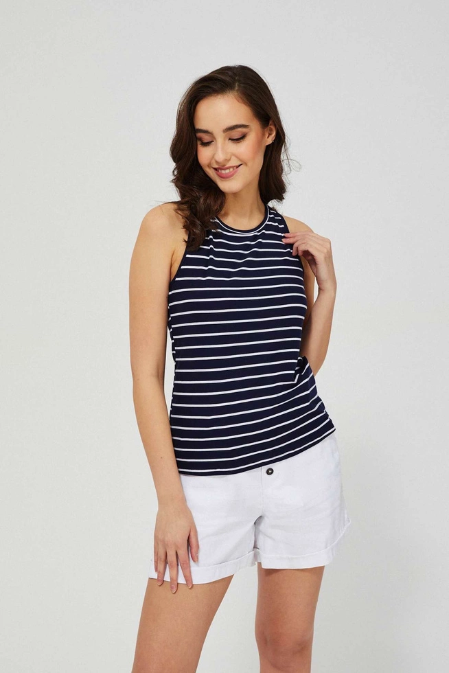 Gładki top w paski L-TS-3480 NAVY