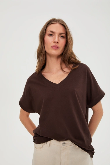 WOMEN'S TSHIRT L-TS-4942 BROWN