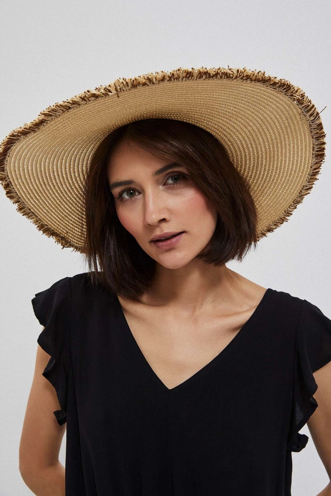 A straw hat with a wide brim