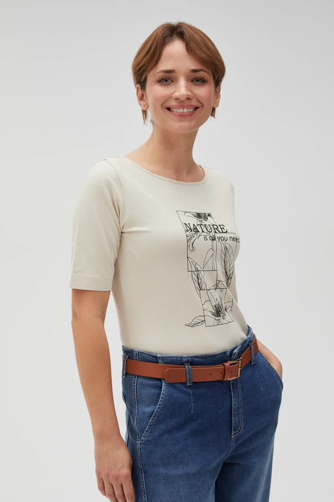 WOMEN'S TSHIRT L-TS-4610 L.BEIGE-set