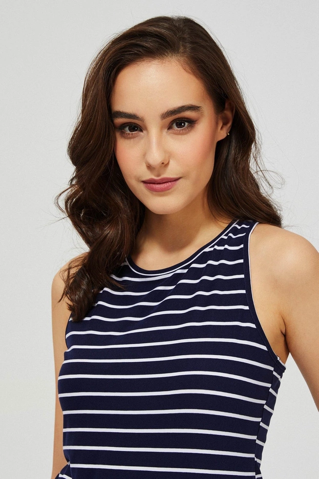 Gładki top w paski L-TS-3480 NAVY