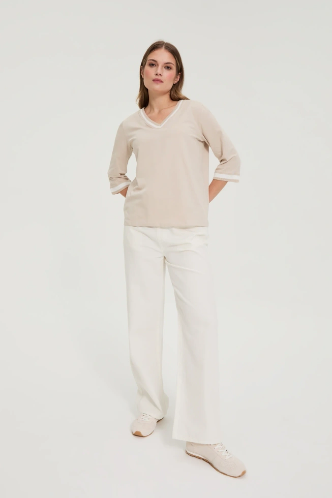 BLUZKA DAMSKA L-TS-4920 L.BEIGE-pakiet