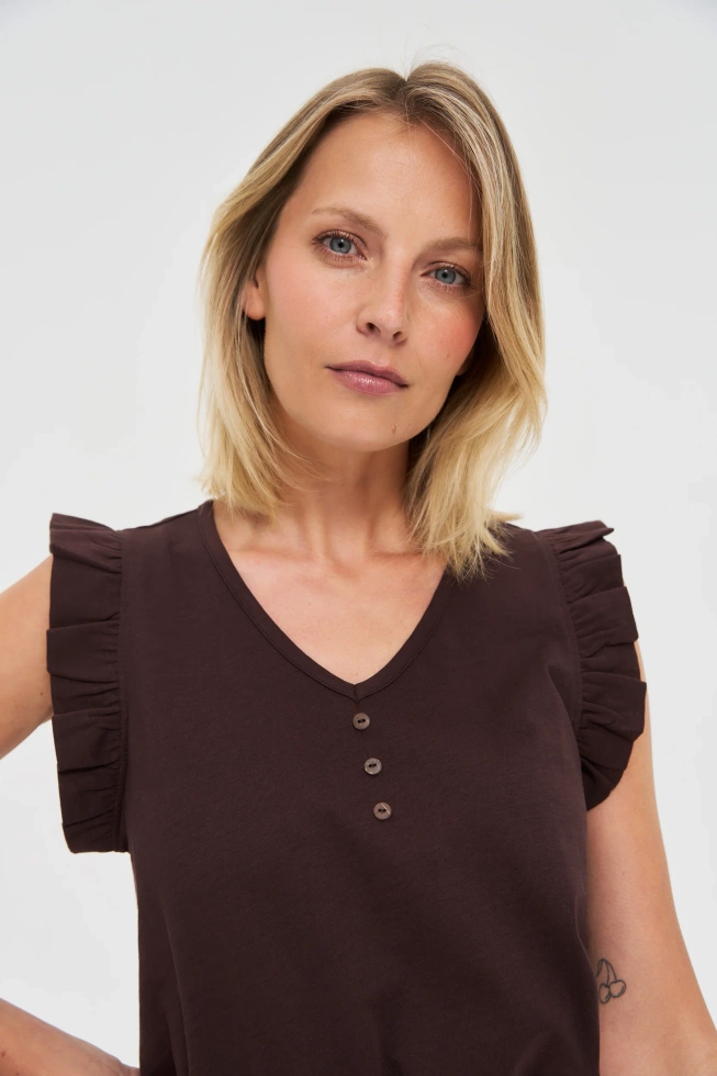 WOMEN'S TOP L-TS-4682 D.BROWN