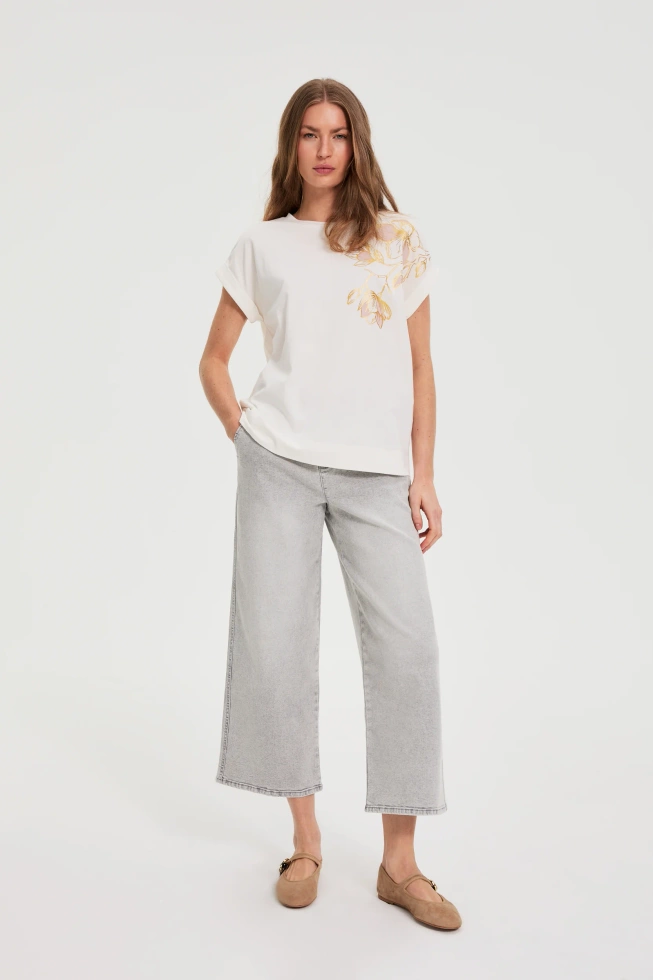 WOMEN'S TSHIRT L-TS-4940 OFF WHITE